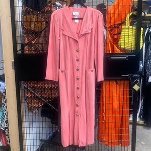 Vintage Scarlett Rose Colored Button Front Shirt Dress